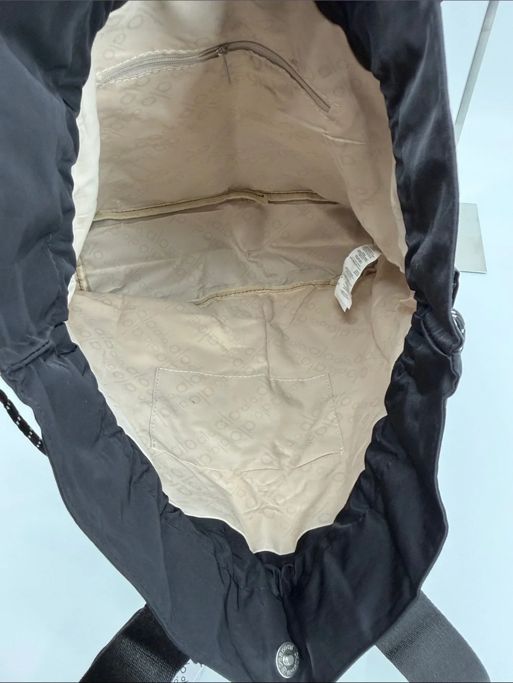 Alo Black Drawstring Tote Bag Convertible Backpack